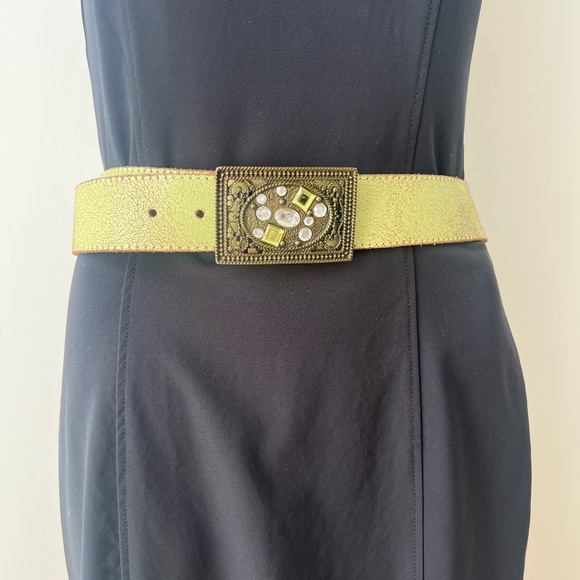 Buffalo David Bitton Accessories - Buffalo David Bitton Gold Metallic Beaded Buckle Waist Belt